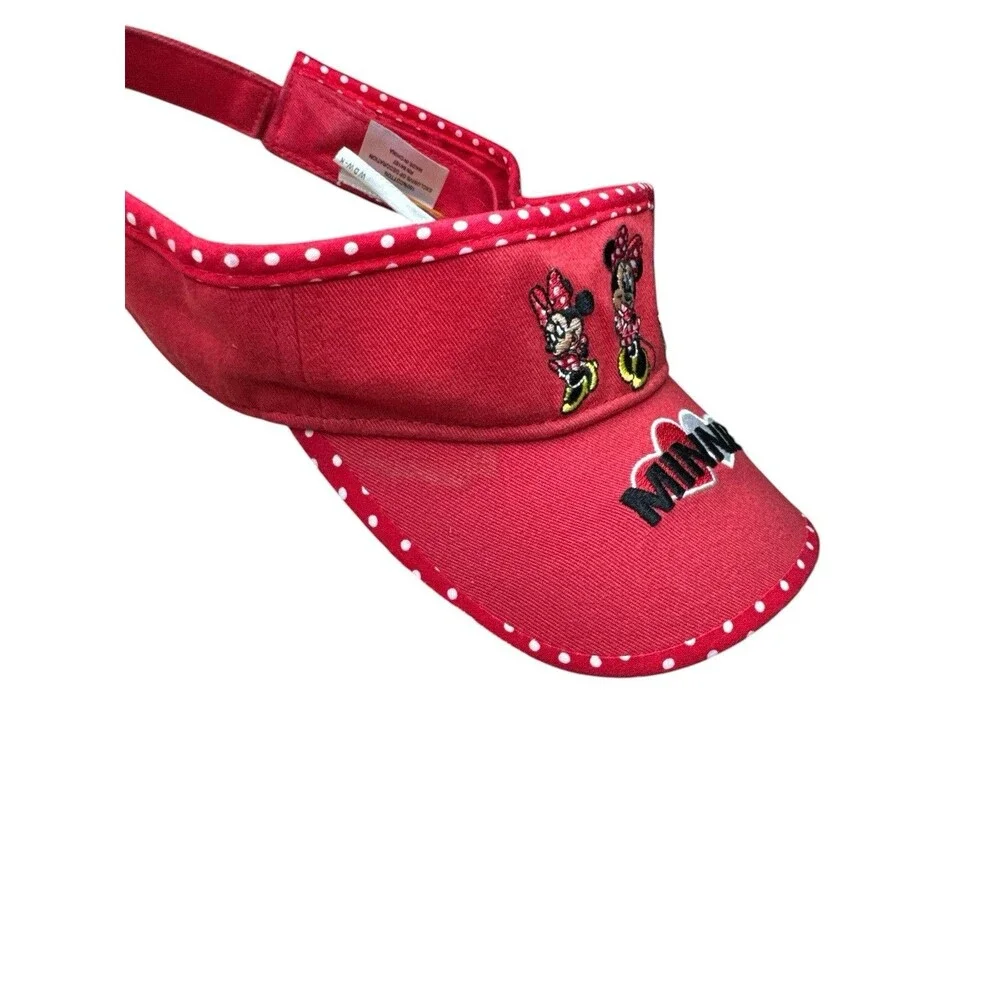 Walt Disney World Kids Minnie Mouse Red Polka‎ Dot Visor Hat Embroidered